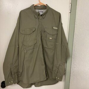 Columbia Shirt Men's Size Xl Army Green Long Sleeve Button-Down Fishing NWOT